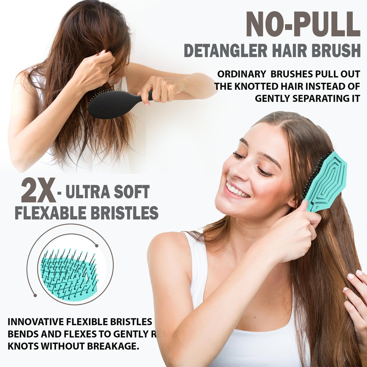 Fiora Naturals Hair Detangling Brush -100% Bio-Friendly Detangler hair brush w/Ultra-soft Bristles- Glide Through Tangles with Ease - For Curly, Straight, Women, Men, Kids, Toddlers, Wet and Dry Hair