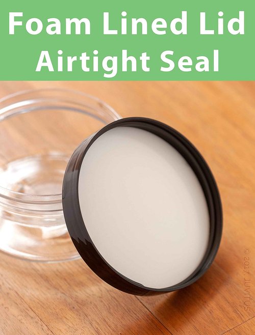 (6 Pack) 8 oz Clear Low Profile Plastic Wide Mouth Jar with Black Smooth Lids + Spatulas