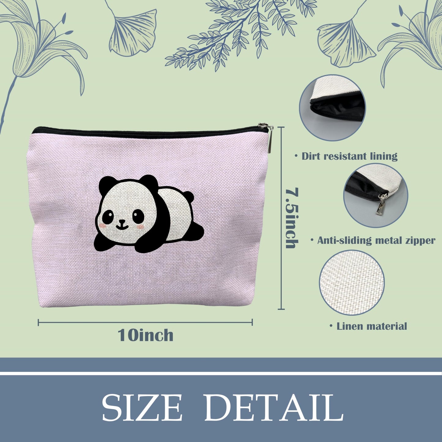 NATSUNO Panda Makeup Bag,Panda Cosmetic Bag,Panda Make Up Bag,Purple Makeup Bag,Preppy Makeup Bag,Cute Makeup Bags,Girls Makeup Bag,Panda Lover Gifts,Small Makeup Bag