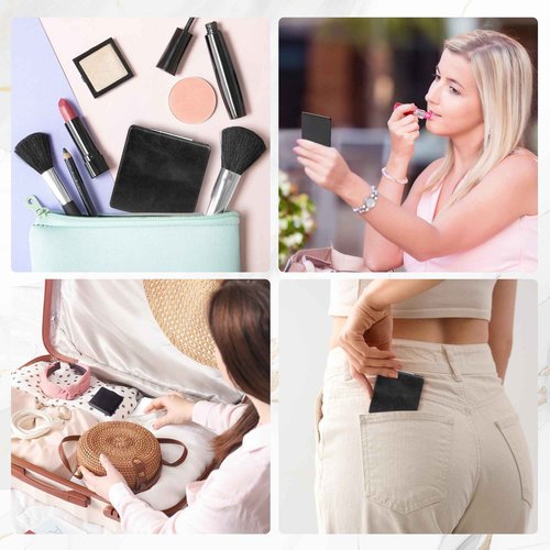 MIRORA Compact Mirror, 1x/2x Magnifying Foldable Cosmetic Mirror, Portable Travel Mirror for Pocket and Purses, Singer Merch Compact Mirror for Fans (Black)