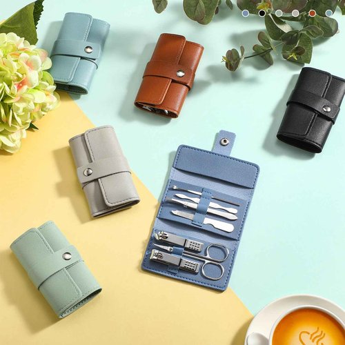 WILLBOND 12 Sets Manicure Set Nail Clippers Pedicure Kit 7 in 1 Stainless Steel Professional Pedicure Set Grooming Kits Nail Care Tools with Travel Case Multi Color(Morandi Colors)