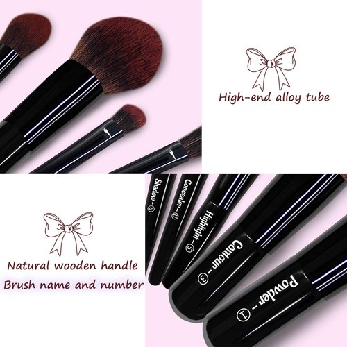 Jilier Travel Makeup Brush Set, 14 pcs Mini Makeup Brushes for Foundation, Powder, Eyeshadow, Highlight, Contour, Blush & Concealer, Small Makeup Brush Set Purse Size with Case