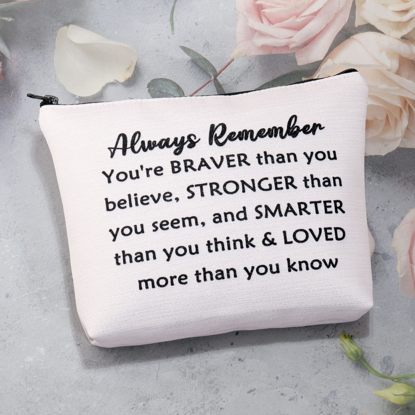 MBMSO Sweet 17 Makeup Bag Happy 17th Birthday Gift Bag 17 Year Old Gifts Inspirational Gifts always Remember You are Braver than You Believe (Sweet 17 pink)