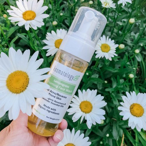 kosmatology Lemongrass Organic Foaming Face Wash – 6 fl oz | Natural Acne Treatment for Oily & Rosacea-Prone Skin | Gentle Cleanser with Rosemary & Lavender | Vegan & Cruelty-Free
