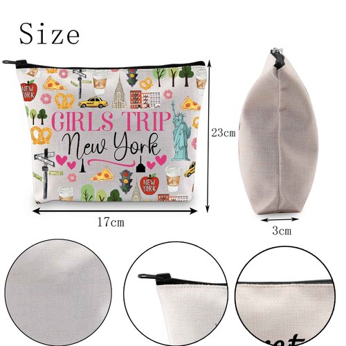 POFULL New York Vacation Gift Trip New York Zipper pouch Travel Cosmetic Bag (Girls Trip New York Cosmetic Bag)