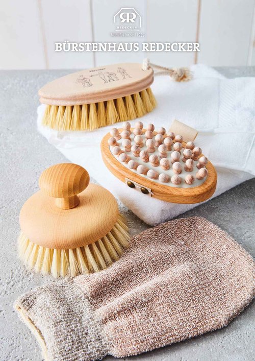 Redecker Natural Tampico Fiber Massage Brush with Oiled Beechwood Knob, 4-Inch Diameter, Made in Germany