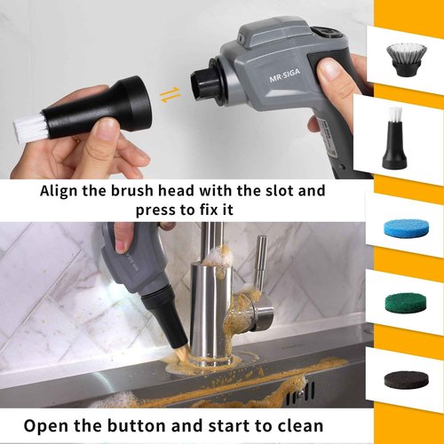 MR.SIGA Electric Spin Scrubber Detailed Brush Refills, 3 Pack