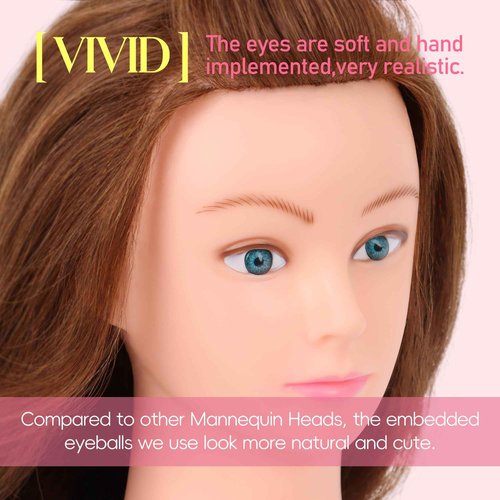 Mannequin Head with 80% Human Hair & Adjustable Manikin Head Tripod - 28" Cosmetology Practice Doll for Hairdresser (28 Inch-Tripod Set with Styling Tools)