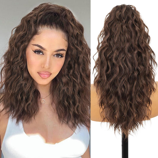 ORSUNCER Ponytail Extension 18" Curly Pony Tail Clip in Claw Ponytail Fluffy Natural Looking Synthetic Hairpiece for Women