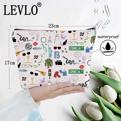 LEVLO Singer Album Cosmetic Make Up Bag Singer Tour fans Gift Song Concert Makeup Zipper Pouch Bag Singer Song Merchandise (Singer Album Makeup Bag)