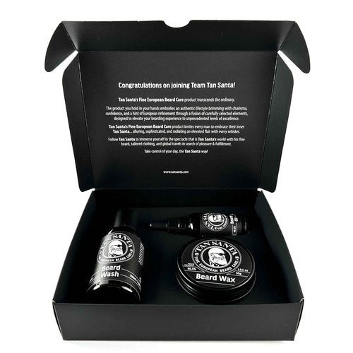 Tan Santa Beard Care Kit for Men - 3 pack - Beard Oil, Beard Wash, and Beard Wax. Small batch European formulations