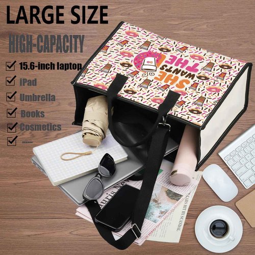 WZMPA Donuts and Coffee Cosmetic Makeup Bag Donuts Lover Gift She Wants The Donuts Makeup Zipper Pouch Bag For Friend Family (She Wants The BG)