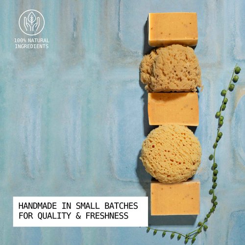 Natural Organic Soap Bar with Turmeric for Face and Body, Exfoliating Bar Soap, Infused with Licorice Root, Herbs, Botanicals, Shea Butter and Essential Oils, 4oz, 3 Pack Turmeric Soap Bar
