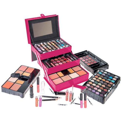 SHANY All In One Makeup Set, 67 Colors Eyeshadow, Blushes, Face Powder, Lipstick, Eye liners, Make up Pencils and Cosmetics Mirror - Makeup Kit With Reusable Beauty Organizer Train Case - Pink