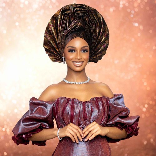 Shalitong Nigerian Women's hat Folding Fan African Headscarf hat,African Headpiece Auto Gel Headwear,Suitable for Weddings Parties (Wine Red)