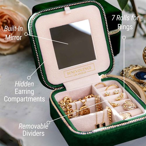 Benevolence LA Emerald Travel Jewelry Box & Large Toiletry Bag, Featured in Oprah's Favorite Things | Gifts For Her