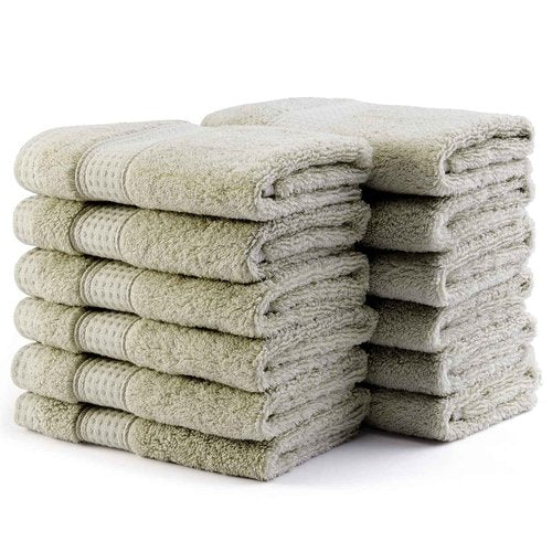 Chiicol Wash Clothes for Bathroom - Cotton Face Towels Washcloths Bulk for Men or Women, 12 Pack Ultra Soft Bath Towels Set, Absorbent Hotel-Spa-Kitchen Multi-Purpose Face Cloth, Bath Wash Rags