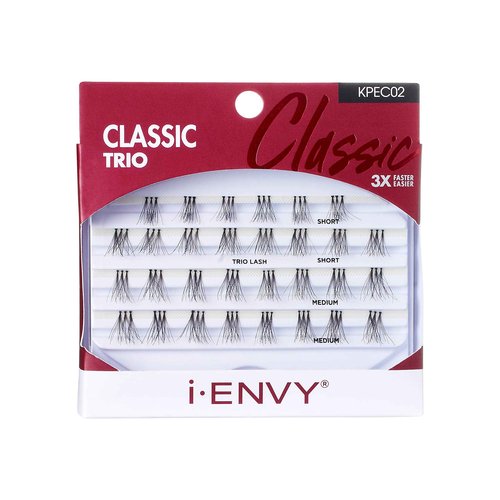 i-ENVY by KISS Trio Lash Classic Medium 30 Lashes (Pack of 6) Natural Style 3X Faster Easier Application