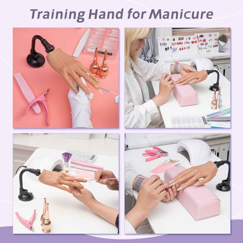 Veikmv Practice Hand for Acrylic Nails - Flexible Training Mannequin Hand for Acrylic Nails & Gel Polish,Professional Mannequin Model with Adjustable Fingers for Nail Art Beginners