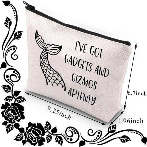 BDPWSS Mermaid Gift Beach Lover Makeup Bag I've Got Gadgets And Gizmos Aplenty Summer Vacation Beach Themed Gift