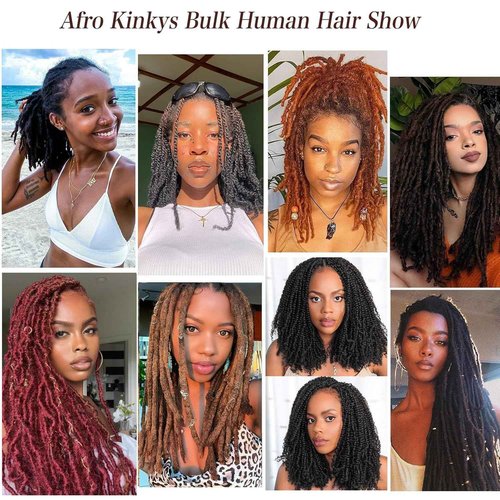 Afro Kinkys Bulk Human Hair for Dreadlock Extensions Repair Locs 22 inch Medium Brown Twist Braiding Afro Kinky Human Hair for Locs 1 Pack 30 Gram