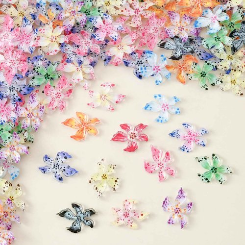 OPMADM 180 Pcs Flower Nail Charms Bulk 12 Grids Charms for Nails Design Kit Resin 3D Flowers for Nails Suitable for Spring and Summer