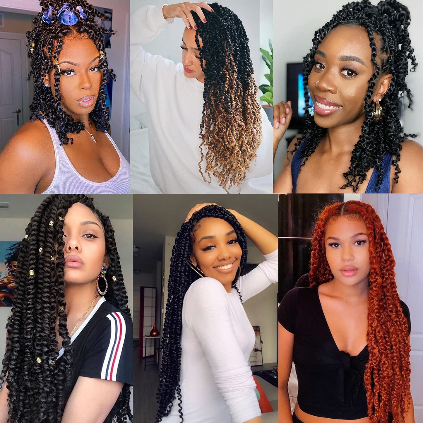 24 Inch Passion Twist Hair 7 Packs Natural Black Water Wave Crochet Braids Hair for Butterfly Locs Crochet Hair Synthetic Braiding Hair Extensions for Women (24 Inch,1B#)