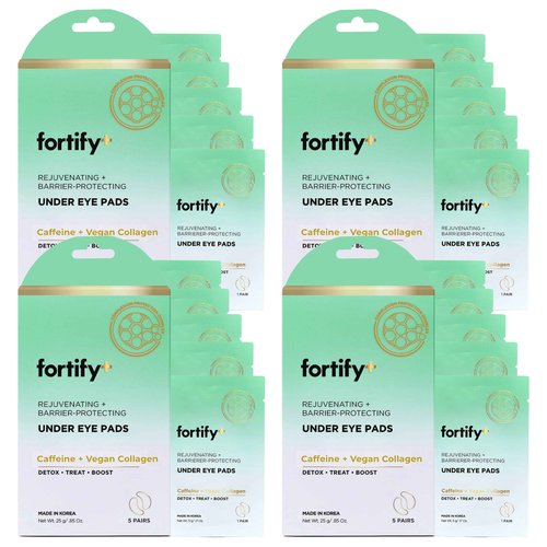 Fortify Skincare Under Eye Patches For Puffy Eyes and Dark Circles - Caffeine, Collagen & Zeolite - 3-in-1: Detox, Treat, Boost - Dermatologist Tested, Anti-Aging, Anti wrinkle Patches- 20 Pairs
