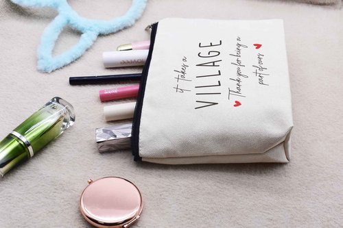 LIBIHUA Coworkers Employee Bosses Teacher Appreciation Gifts Child Care Worker Baby sitter Neighbor Present Makeup Bag Cosmetic Bag Travel Pouch It Takes a Village Thank You for Being a Part of Ours
