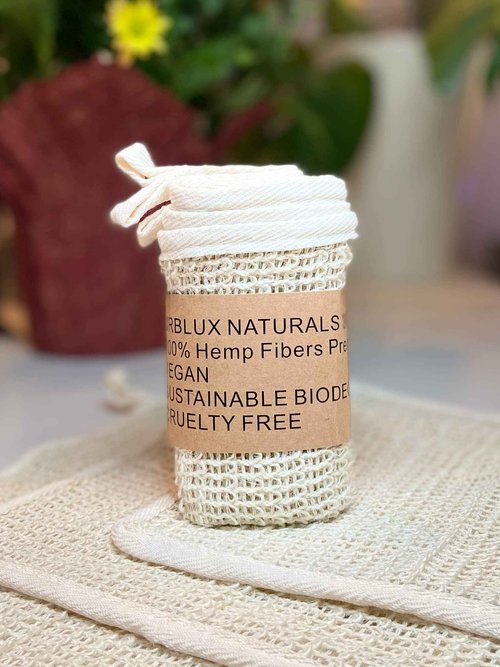 URBLUX Natural Hypoallergenic Hemp Washcloth Exfoliating Towel Set; Bath & Shower (12x12) Body Face Cloth; Breathable Fast Drying Naturally Odor Free (3PK)