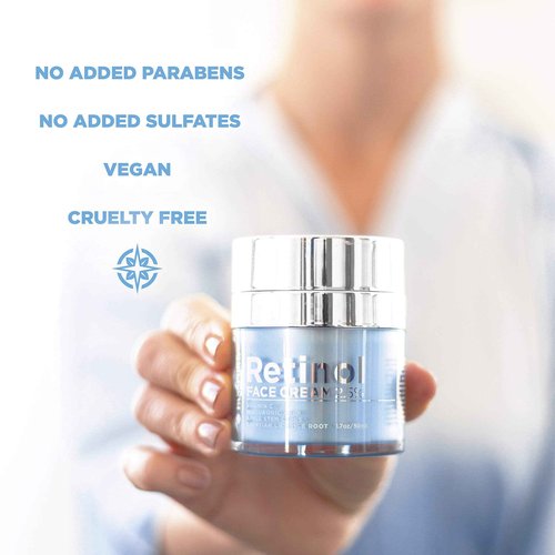 Passport to Organics Retinol 2.5% High Potency Face Cream - Anti-Aging Cream - Organic Moisturizing Cream with Vitamin C, Hyaluronic Acid & Essential Oils - Retinol Moisturizer for Dry Skin - 1.7oz