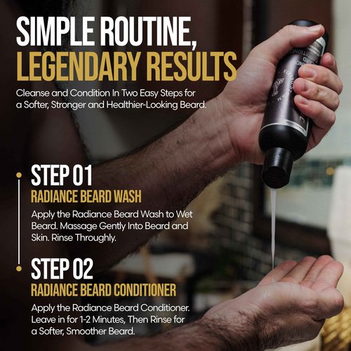 The Beard Struggle - Radiance Beard Wash & Conditioner Bundle - Gold Collection - Pack of 2, Valhalla's Gates - Nourish, Cleanse, Softens, & Strengthens Beard - Beard Wash and Conditioner for Men