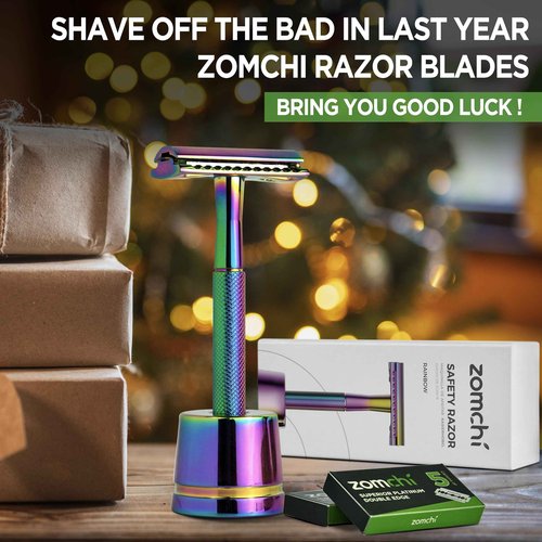 Safety Razor for Women,Safety Razor with 5 Blades,Women Razor with a Delicate Box,Free of Plastic (Stand Style Rainbow Razor)