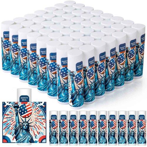Patriotic Flag Statue of Liberty Lip Balm 60 Pack, 4th of July Party Favors, Moisturizing Lip Balm Bulk for New York Party Favors, Patriotic Freedom Day Gifts for Women Men