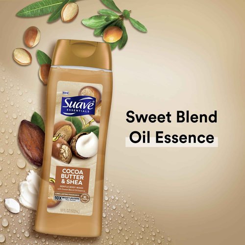 Suave Essentials Body Wash Bundle with Milk & Honey and Cocoa Butter Scents, 18 Oz Packs of 6