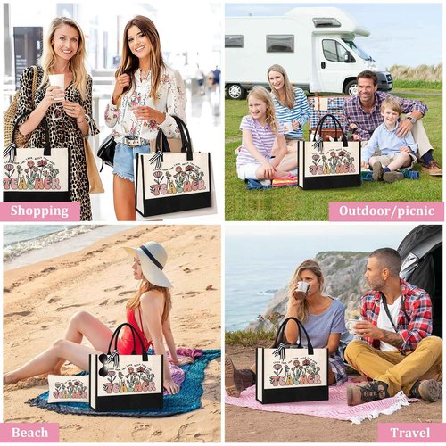Tecanne Teacher Appreciation Gifts, Canvas Tote Bag and Makeup Bag Set for Women, Thank You Christmas Gift from Student