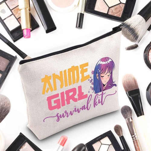 WZMPA Anime Girl Cosmetic Makeup Bag, Anime Lover Gift, Survival Kit Zipper Pouch for Teenagers Girls