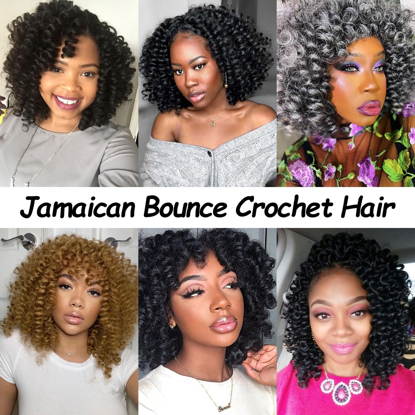 Jamaican Bounce Crochet Hair-4 Packs Deal 6 Inch Jumpy Wand Curl Crochet Hair Curly Crochet Hair For Black Women (6 Inch (Pack of 4), T1B-30#)