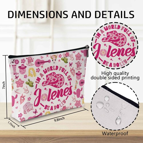 Wybgno Pink Cowgirls Makeup Bag, Country Music Lover Gift Silky Lining Cosmetic Pouch, Western Country Pink Dolly Theme Gift for Women Country Music Fans
