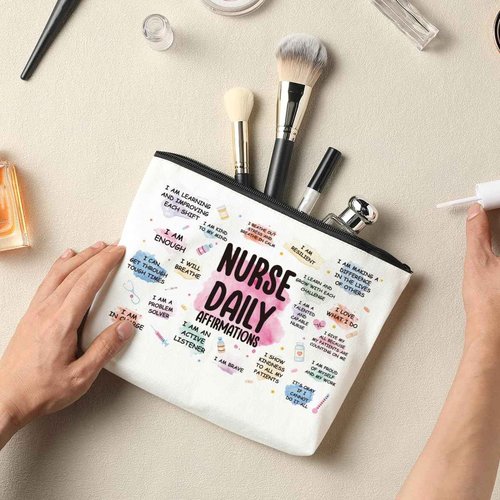 2 PCS Nurse Makeup Bag for Women - RN Appreciation Gift for Nursing, Medical Assistant Graduation, Retirement - Travel Toiletry Cosmetic Bag