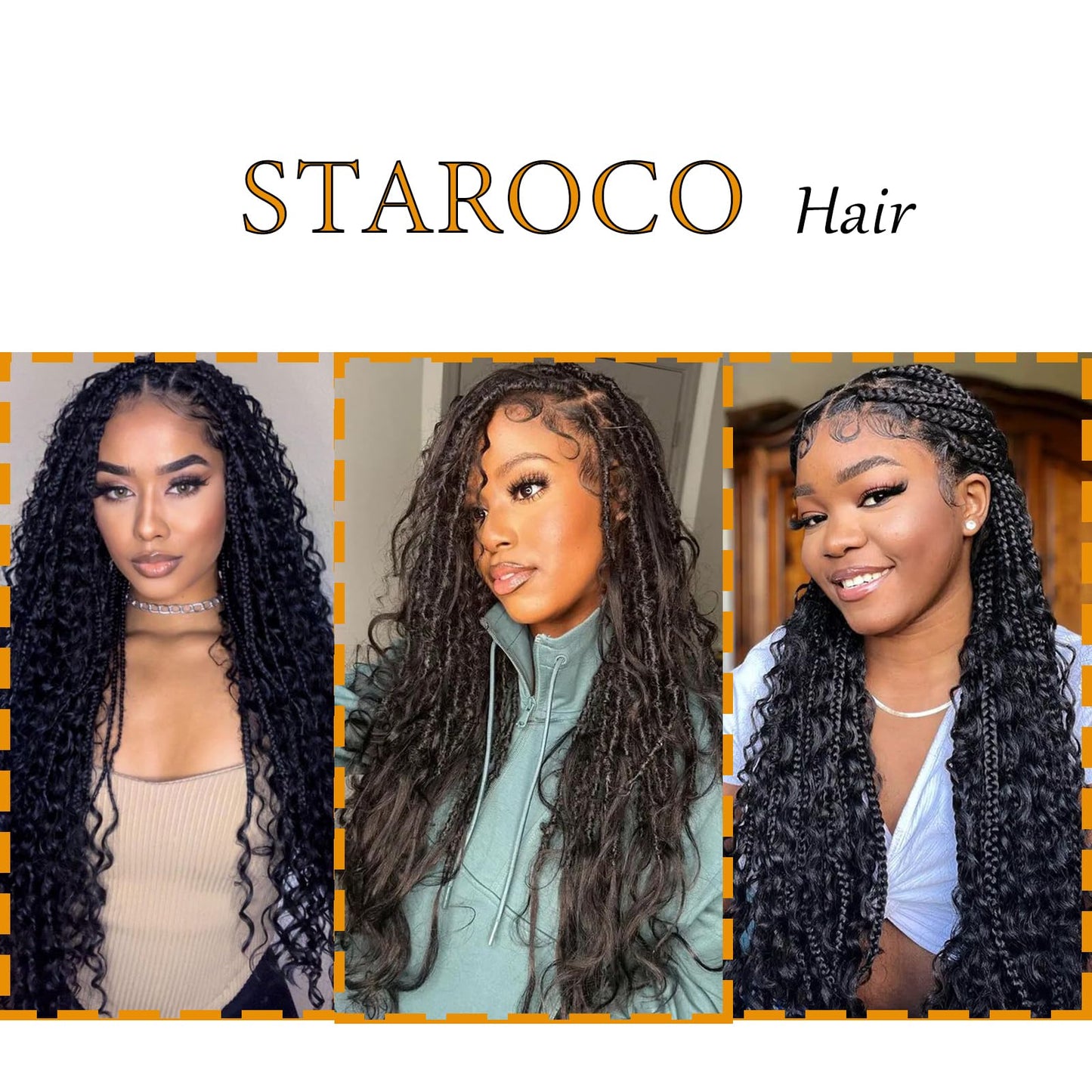 STAROCO Braiding Hair 24 Inch Water Wave Human Braiding Hair 50g(1Bundle/Pack) No Weft Brazilian Virgin Deep Wave Human Hair Extensions for Boho Braids Human Hair Braiding Hair