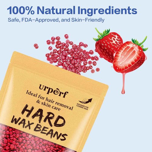 Hard Wax Beads for Coarse Hair, Sensitive Skin, Body, Facial, Brazilian Bikini, Legs, 2.2 lb Wax Kit with 60g Care Cream & 24 Applicator Sticks for At Home Hair Removal