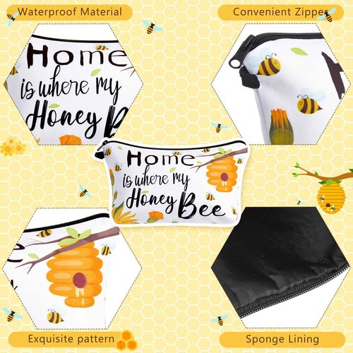 Reginary 6 Pcs Makeup Bags Purse Travel Cosmetic Pouch Waterproof Multifunction Makeup Pouch with Zipper Toiletry Bag Pencil Case Organizer Makeup Accessories for Women Girls Teenagers (Bee Style)