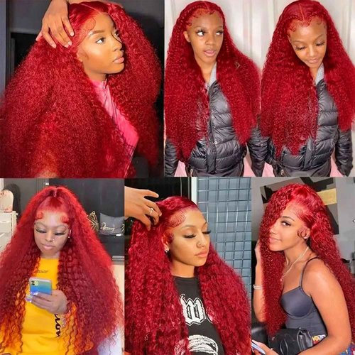Red Curly Wave Human Hair Bundles 32 Inch Kinky Curly Single Bundle Light Red Color Human Hair Unprocessed Native Virgin Hair 100g Total Double Weft Crochet Human Hair Extensions for Women