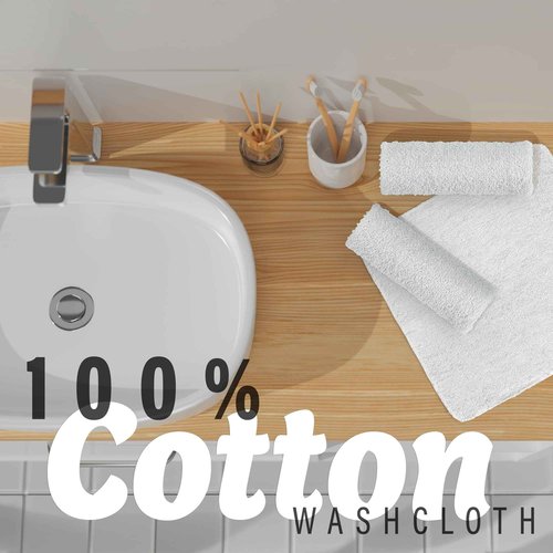 DecorRack 10 Pack 100% Cotton Wash Cloth, Luxurious Soft, 12 x 12 inch Ultra Absorbent, Machine Washable Washcloths, White (10 Pack)
