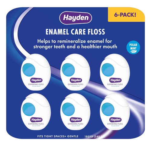 Hayden Enamel Care Dental Floss | for Sensitive Mouths | Helps Restore Enamel | Mint Flavor | 30 Yards per Unit (Pack of 6)
