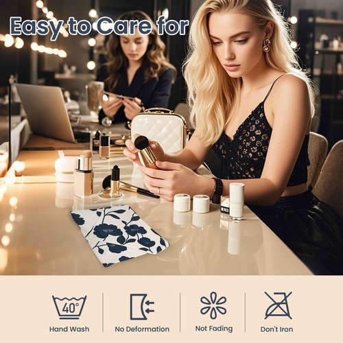 JL LET.DR.JHOME Self-Adhesive Magic Cloth Portable lazy Makeup Bag Cosmetic Pouch Widely Used for Camera Lens Wrap,Protective Cover Laptop Sleeve,Folding,Washable(17.7" X 17.7"Flower)