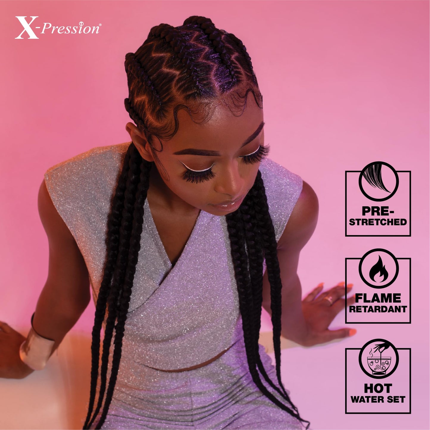 Sensationnel X-pression prestretched braiding hair - 3x braid 58 inch all kanekalon flame retardant synthetic braid for box braids and twists (1 pack, 30 LIGHTAUBURN)