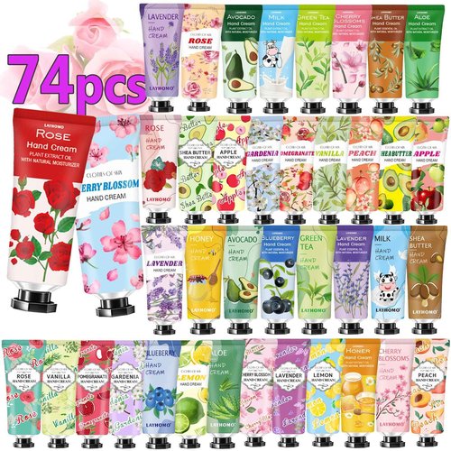 74 Pack Bulk Hand Cream,Stocking Stuffers for Teen Girls,Christmas Gifts for Coworkers,Teacher, Appreciation Gifts,Bulk Gifts for Nurse,Small Party Return Gifts,Travel Size Hand Lotion for for Women