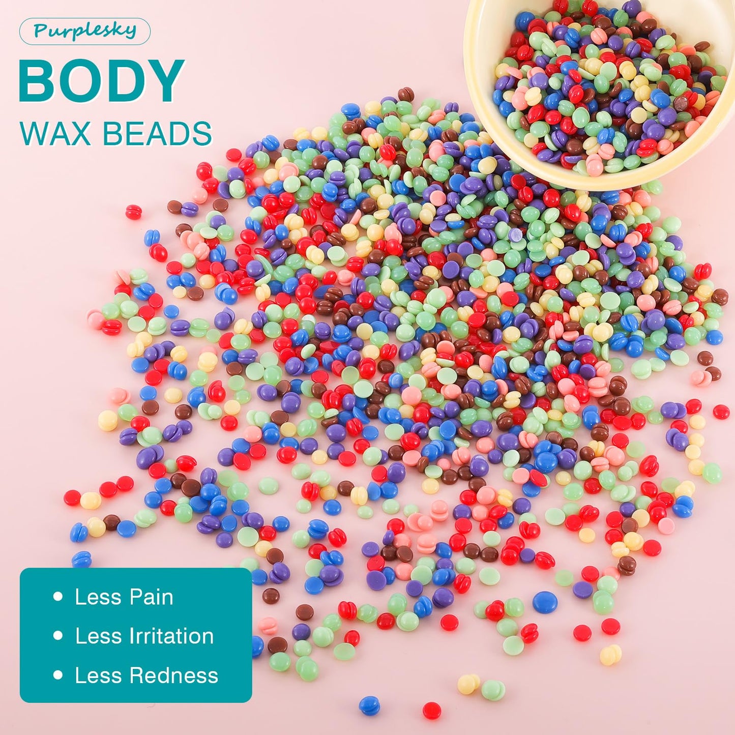 Wax Beads for Hair Removal, 2.4 Lbs Coarse Hard Wax Beads, Bikini Waxing Beads for Brazilian, Leg, Face, Armpit, Home Waxing Facial Beans, Hard Wax Beads Bulk Kit with Silicone Waxing Stick (Cream)